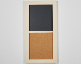 Corkboard and Chalkboard Combination | Corkboard | Chalkboard | Message Board | Perfect for Home or Business | 12" x 24"