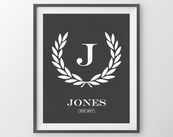Personalized Monogrammed Wedding Gift Family Name Sign Custom Monogram Personalized Wedding Sign Wedding Shower Gift Wedding Decor