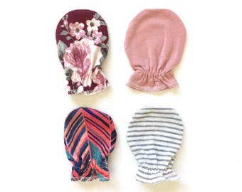 No Scratch Mittens, Newborn Mittens - 4 Pairs