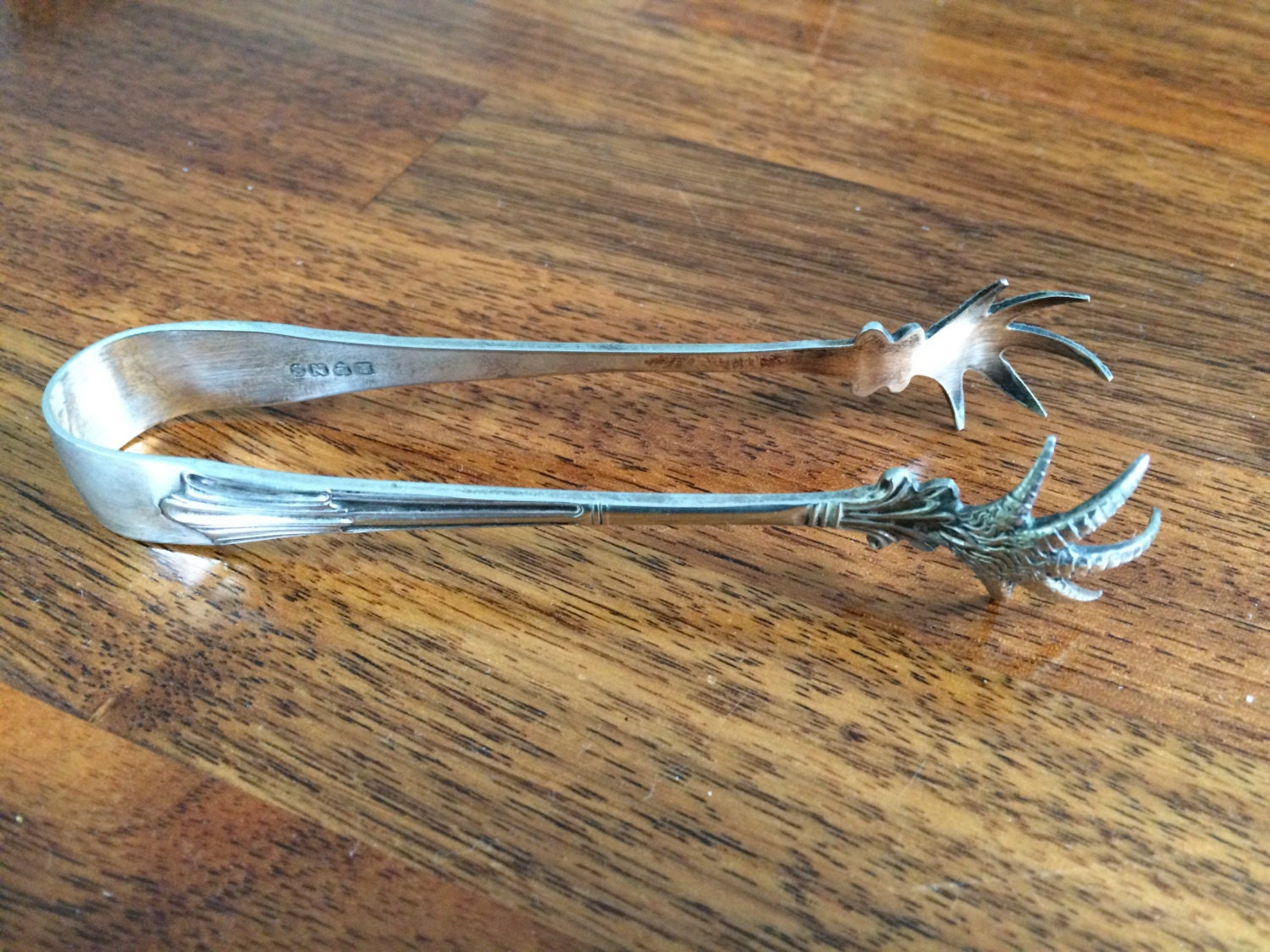 Vintage silver plated sugar cube tongs bird claw design