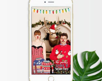 Snapchat Filter Christmas, Christmas Geofilter, Ugly Christmas Sweater Party, Holiday Geofilter, Snapchat Filter, Xmas Snapchat Geofilter