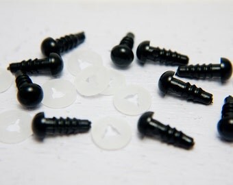 50 (25 pairs) x 6mm safety eyes in black plastic for doll, crochet, plushies