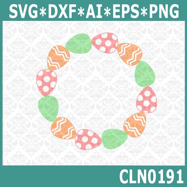 CLN0191 Easter Egg Wreath Bunny Spring Monogram Frame SVG DXF CLN0191 Easter Egg Wreath Bunny Spring Monogram Frame SVG DXF