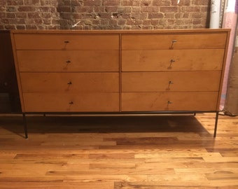 Vintage midcentury Paul Mccobb 8 drawer dresser credenza tabacco iron base T pulls