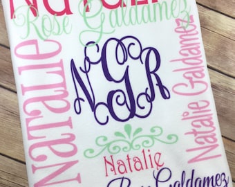 Monogrammed Baby Blanket Baby Name Blanket Birth Announcement Personalized Swaddle Blanket Personalized Swaddle Blanket Custom Blanket