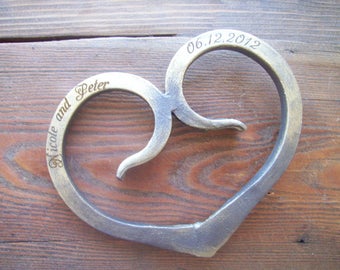 Personalized Wedding Gift / Anniversary Gift Mr and Mrs/Iron Hand Forged Heart / Iron Anniversary Gift / 6th Anniversary/ large Iron Heart