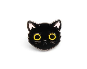 Black Cat Face enamel pin (cute cat pin hard enamel cat pin lapel pin badge kitten pin black cat pin cat lady personalized cat lover gift)