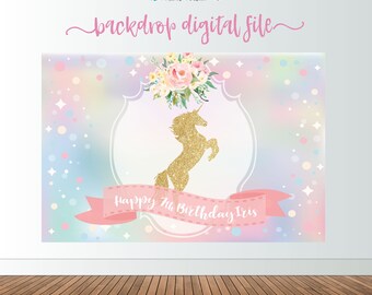 Unicorn Party Lollie Buffet Backdrop/ Banner- Digital File