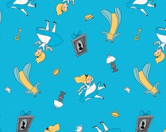 Alice in Wonderland Fabric / Falling into Wonderland Topaz / Camelot Fabrics 85020102 Alice in Wonderland Yardage / Fat Quarters