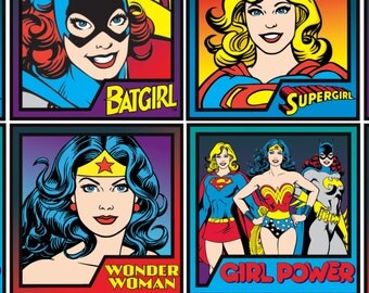 Wonder Woman, Super Woman, Bat Girl Fabric / DC Comics: Immortals Fabric 23400406 / 1 Yard Cuts - 1/2 Yard Cuts - Camelot Fabrics