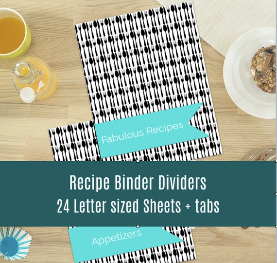 Recipe Binder Divider Pages Tabs Organizing Printables