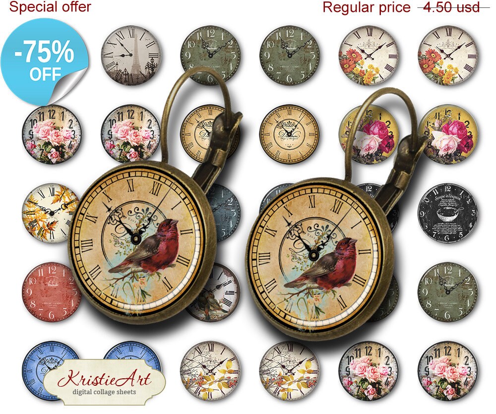 75 OFF SALE Antique Clock Faces 18mm 16mm 14mm 12mm