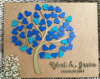 Wedding guest book, Alternative wedding guest book Wedding tree guest book 3D Rustic guest book Hearts wood guest book Custom guest book, 01