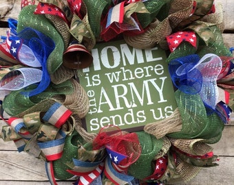 Army Wreath, Army Door Wreath, Military Decor, US Army Wreath, Door Wreath, Decorative Wreath, Military Wreath, Army Deco Mesh Wreath, Army