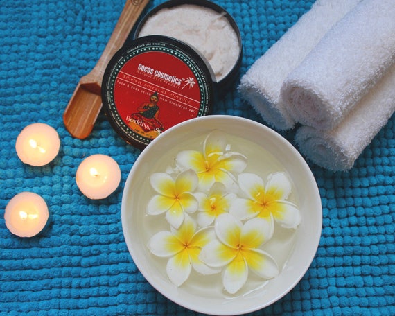 Sale Body Spa Scrub - Buddha - Himalayan pink salt and fresh coconut butter with peony flower aroma