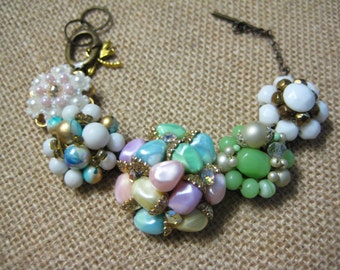Vintage Earring Bracelet, Repurposed Vintage Earrings, Vintage Wedding, Bridesmaid Bride, Upcycled Reclaimed, one of a kind OOAK /5