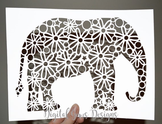 Download Elephant Flower Design Paper Cut Template SVG / DXF ...