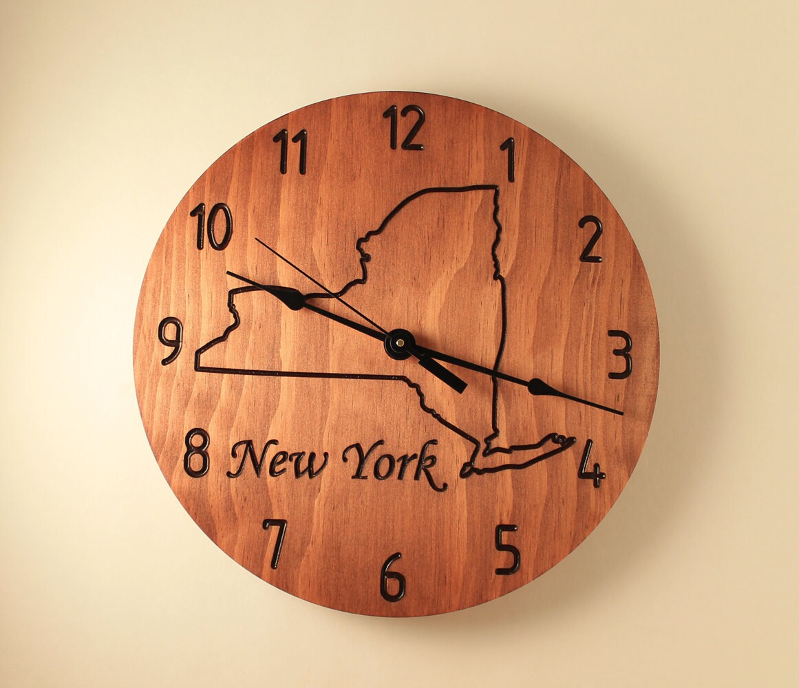 Pine custom state clock Wood clock Wall clock Wooden wall