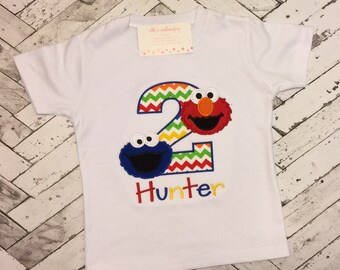 Sesame Street Birthday shirt/ Cookie Monster & Elmo birthday shirt/ Personalized Sesame Street Birthday Shirt