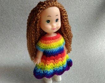 Rainbow Dress for Doll Crochet Dresses for Dolls Dollhouse Doll Clothes Doll Clothing Miniature Clothes Dollhouse Custom Dress for Doll