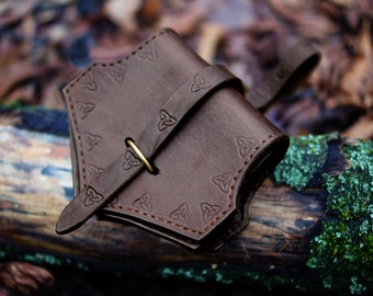 Mjolnir bag. Mjolnir leather bag. Thor's bag. Leather belt bag. Triquetra bag.Celtic bag. Minimalistic bag. Leather sack. Viking leather bag