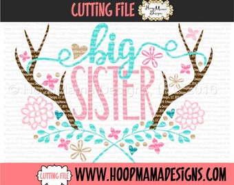 Big Sister SVG Cutting File Big Sister With Antlers DXF eps and png Files for Cutting Machines Boho SVG Design