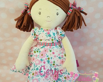Personalised beautiful rag doll. perfect gift for birthdays, wedding gifts, flower girls etc