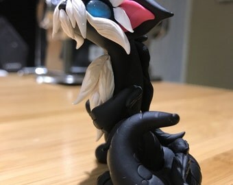 Polymer clay dragon, clay dragon, sculpture, dragon, KiwikoiOriginals, ooak, professor, jewel, wise, art, furry, fantasy, clay, beard