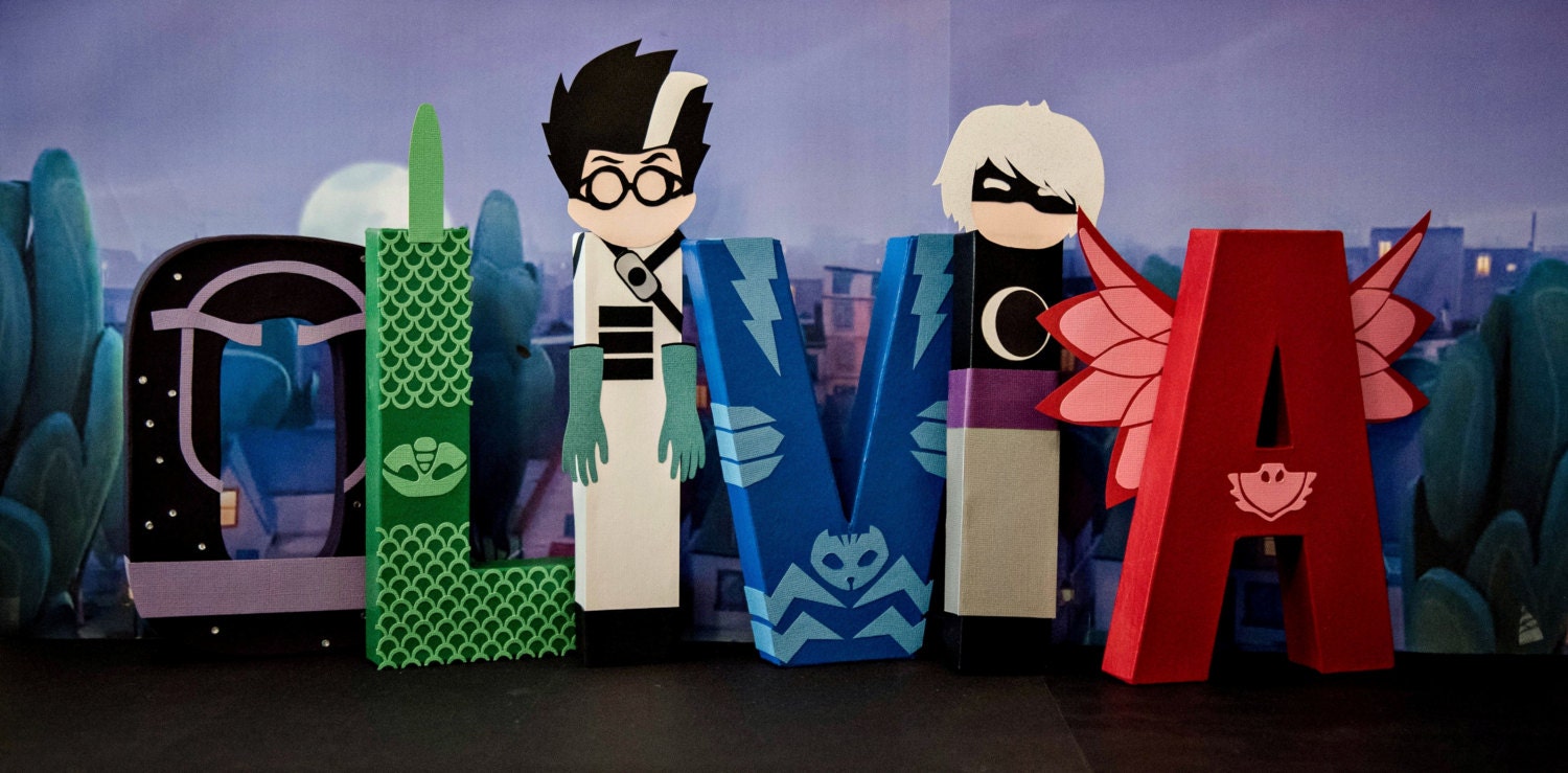 PJ Masks Paper Mache Letters ONE LETTER by SugarLagoonParties