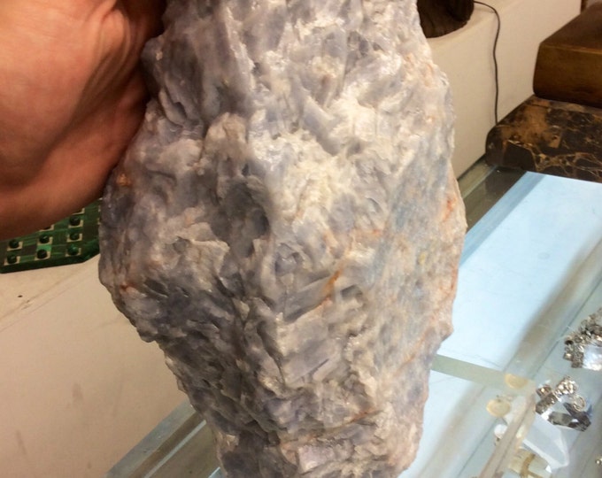 Large Blue Calcite Crystal on Lucite Stand- From Mexico in Las Vegas- 6 in X 6 in- 20 LBS Home Decor \ Decor \ Crystals \ Healing Crystal