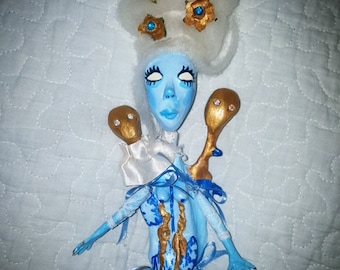 Sale*Ooak doll siamese skeleton doll, handmade ,artdoll, gothic doll, clay doll, strange doll,