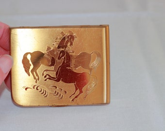 Vintage Elgin Accessories compact with Horses on the front cover