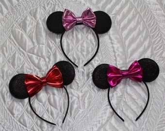 Minnie Mouse ears, Minnie Mouse Headband with ears, Disney headband, Red Minnie Mouse headband, Hot Pink Minnie Mouse ears headband