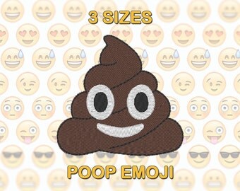 Poop Emoji Machine Embroidery Design Set - 3 Sizes - Poo Emoji - Emoticon - Smiley Face - Emoji Embroidery Patterns