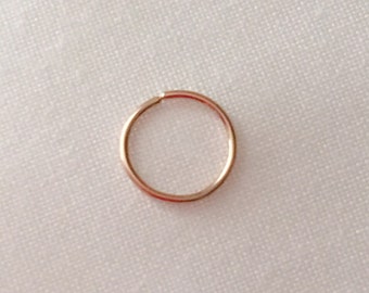 Solid 14 karat Rose Gold Nose Ring Tragu 24 Gauge 5 6 7 8 mm Hex Rook Piercing Jewelry daith Snug Cartilage Earring Dainty Hoop Earring