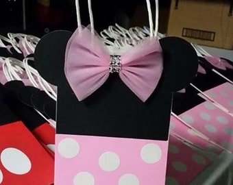 Minnie mouse favor bags, hand made, paper bags