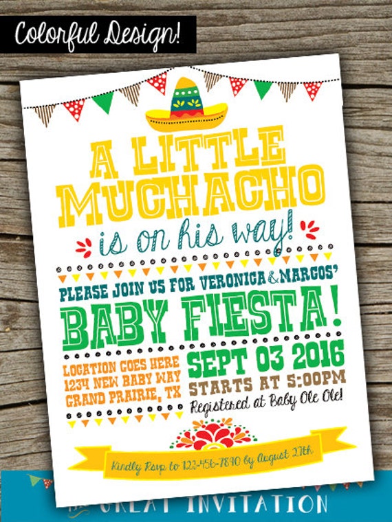 Fiesta Baby Shower Invite/ Fiesta Invitation / Little Muchacho