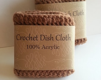 Crochet dishcloth, Crochet dish cloth, Brown dish cloths, 100% Acrylic, Set of 2