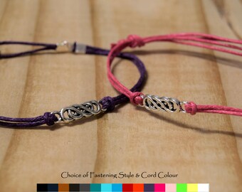 Double Infinity Bracelet (cord colour options) - Infinity bracelet - Double Infinity bracelet - Silver Infinity Bracelet - Cord bracelet