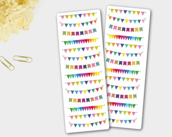 Bright Banner Bunting Stickers for Erin Condren Life Planer, Happy Planner and other planner