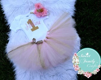 Baby Girl 1st Birthday Outfit | My 1st Birthday Girl Outfit | Cake Smash Outfit | Pink And Gold 1st Birthday Tutu Set | Baby Girl Shirt
