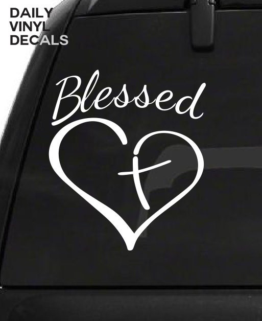 Blessed Heart Decal Blessed Heart Cross Vinyl Sticker