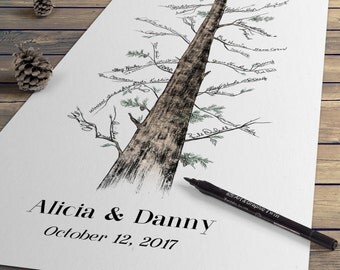 Wedding Guest Book - Eternal Redwood Guestbook Alternative, Signature Tree, Pine Tree, Fingerprint Tree, wedding sign-in wedding guestbook