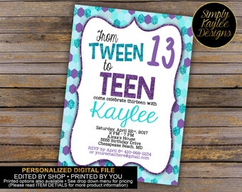 Tween to Teen Birthday Party Invitation