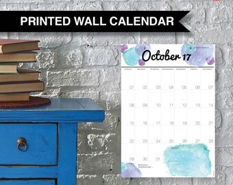 Wall Family Calendar 2017. Large A3 yearly wall planner, 18 months from July 17 to Dec 18 with free hooks. Sunday start. Hanging Calendar.