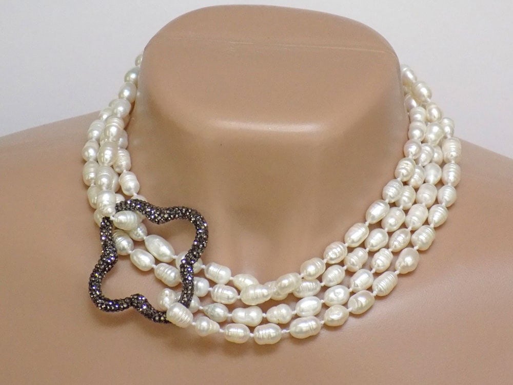 Long Pearl Necklace for Women White Necklace Extra Long
