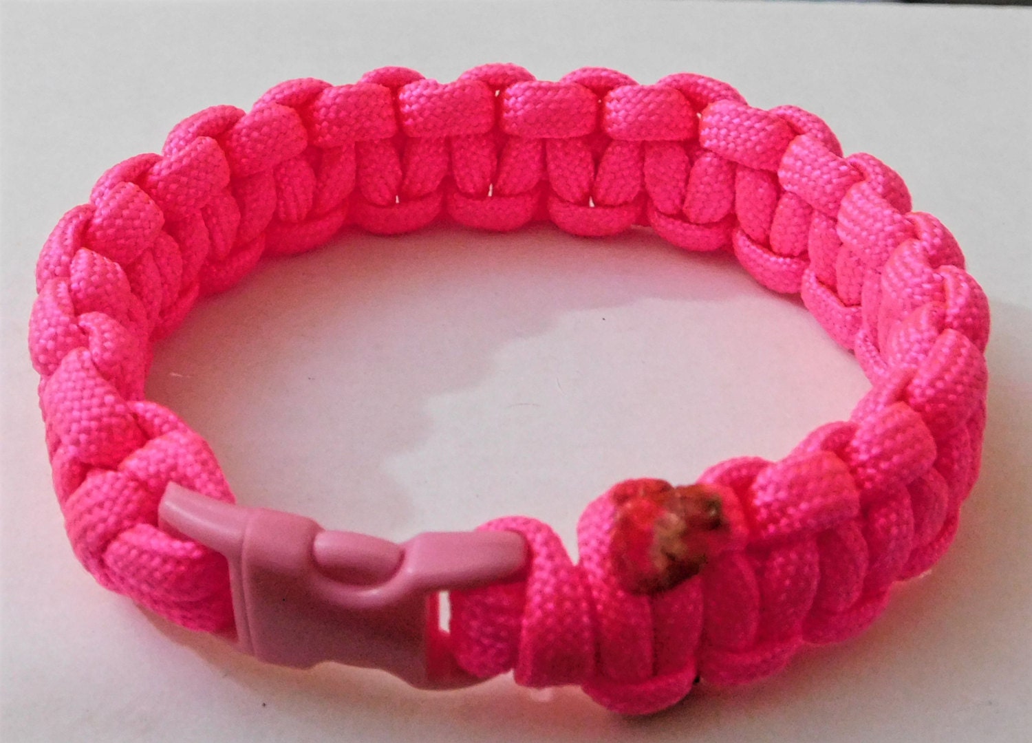 Hot Pink Paracord Bracelet Cobra Weave Survival Bracelet