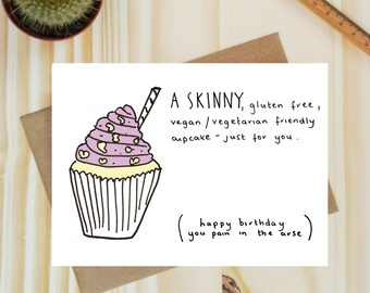 Funny Vegan/ Vegetarian card -Funny Vegan card for best friend -Vegan Birthday- Funny veggie birthday card - Rude card - Vegan gift -