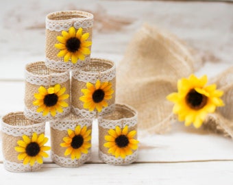 Beach Wedding Napkin Rings Sunflower Burlap Nautical Burlap Wedding Table decor Nautical Bridal shower Beach themed party decor Jute ring