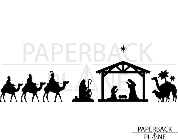 Nativity Scene SVG PNG DXF Cut Files for use with Silhouette